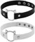 Jurxy 2 Stück Lederhalsband Halskette Eule Form Damen Leder Choker Metall Ring Halsband Gotik Punk Rock Lederband Einstellbar Kragen - Schwarz und Weiß