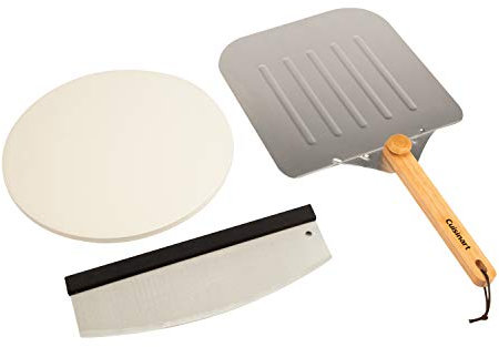 Cuisinart Deluxe Grilling Pack Stone, Peel, Pizza Cutter, Aluminum