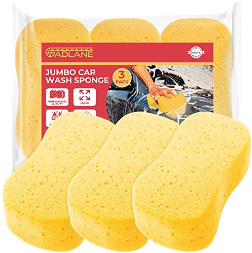 GADLANE Jumbo Car Wash Sponges 3 Pack - Super Absorbent Car Sponge Set for Car Exterior & Window Washing - Non-Scratch Large Sponges Microfibre Mesh Car Cleaning Sponge - Pack Of 3