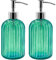 2er Pack Seifenspender Glas mit Pumpe, 400ml Flüssigseifenspender für Spülmittel, Shampoo und Lotion, Nachfüllbar Seifenspender für Küche, Bad, Waschküchem (Green)
