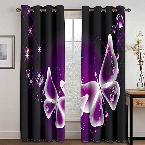 zpangg Verdunkelungsvorhang Kräuselband Schmetterling Mit Ösen Gardine Für Schlafzimmer, Kinderzimmer 2 Stück Verdunkelungsvorhänge Farbige Vorhänge 150×166Cm