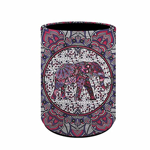 NETILGEN PU Leather Pen Holder for Desk Boho Style Elephant Pattern,Pencil Cup Pot Desk Organizer for Student Girls Boys Home School Desktop Decor