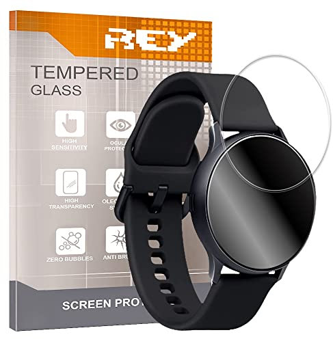 REY 3X Protector Pantalla para Samsung Galaxy Watch Active 2 44mm, Cristal Vidrio Templado Premium
