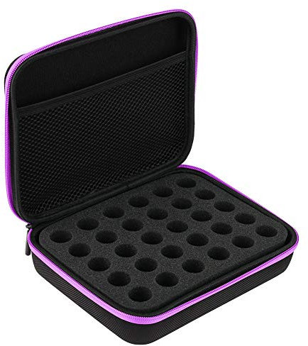 Joyzan Essential Oils Carrying Case, 30 Bottles Aromatherapy Oil Storage Box Hard Shell EVA Holder Organizer Portable Protects Bag Shockproof Foam Insert with Handle for 5ml Bottle Travel Secure