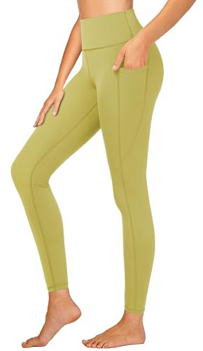 Stelle Yoga-Leggings mit hoher Taille und Taschen, butterweiche Workout-Yogahose für Damen, Bauchkontrolle, Laufen, Fitnessstudio, Gebürstetes Buttery Soft-Golden Lime, X-Klein