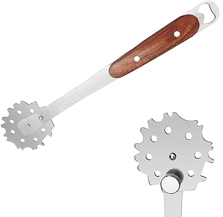 Edelstahl BBQ Grill Schaber, 360° Verstellbarer Grill Carbon Gitter Reiniger, Holzgriff Metall Grillreiniger Werkzeug Grill Schaber mit Flaschenöffner funktioniert mit den meisten Grillrosten