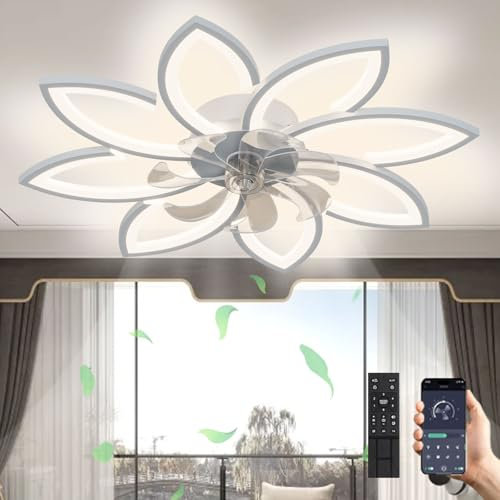 Ventilatore Da Soffitto A LED Con Illuminazione, Lampada A Sospensione Dimmerabile 66W, Silenzioso Con Luce, Per Soggiorno, Camera Da Letto