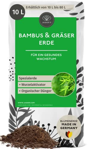 Bambuserde & Gräsererde 10 L - Bambus Erde mit 100 Tage NPK Dünger für kräftige Pflanzen - Luftig lockere Erde für Bambus & Gräser Arten - Erde für Bambus, Ziergräser & Pampasgras