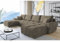 ML Furniture Velvet Ecksofa in U-Form – Beige Sofa – Couch mit Stauraum und Kissen - Ausziehbares Schlafsofa – Sofa mit Schlaffunktion - Schlafsofa mit Bettkasten – Gästebett – 365 x 189 cm