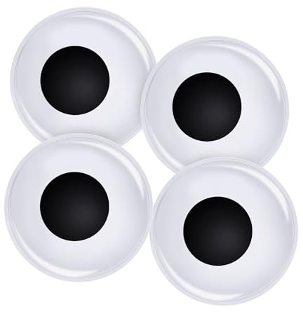 TOAOB 4 Stück Selbstklebend Wackelaugen Groß 150mm Runde Wiggle Googly Augen Kunststoff Puppe Augen Kulleraugen Selbstklebend Aufkleber für DIY Handwerk