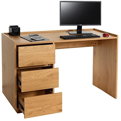 Mendler Schreibtisch HWC-J78, Bürotisch Computertisch Arbeitstisch, Schublade, 78x121x60cm - Eiche-Optik