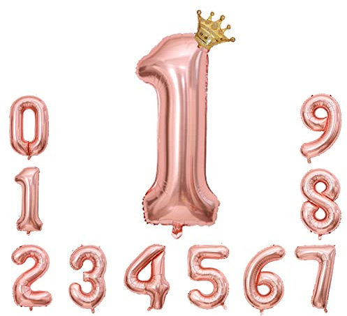 Foil Luftballon 1 Helium Folienballon Zahlen Ballon XXL Folien Rosegold Ballon 1 Geburtstag 100cm/40inch