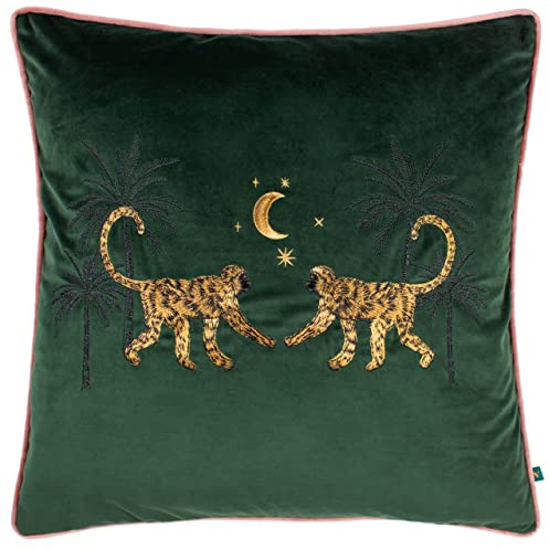 furn. Wylder Tropics Dusk Monkey Polyester Filled Cushion, Emerald, Square