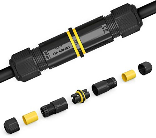 hb-digital Wasserdichte Abzweigdose IP68 2-Wege Verteilerdose Außen Schnellverbinder Klemmdose Drahtbereich 5,5mm-7,5mm Stromkabelkupplung 3-polig 0,5~1 mm² Verbindungsstück Verteilerdose