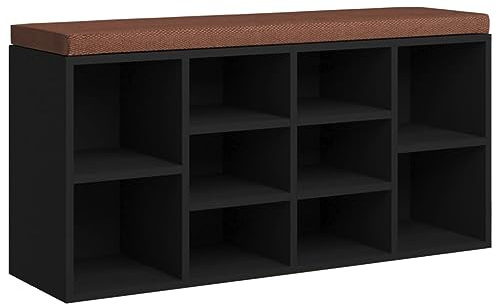 vidaXL Schuhbank Schuhschrank Schuhregal Sitztruhe Schuhablage Schuhständer Schrank Sitzbank Bank Flurbank Stauraum Schwarz 103x30x48cm Holzwerkstoff