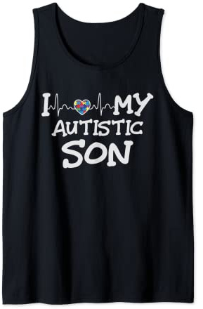 I Love my Autistic Son Autism Awareness Day Puzzle Herzschlag Tank Top