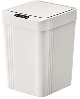 kowaku Motion sensors Trash Can Waste Basket Rectangular Simple 13L Induction Rubbish Bin Household Dustbin for Study RV Restaurant Kitchen Office, white