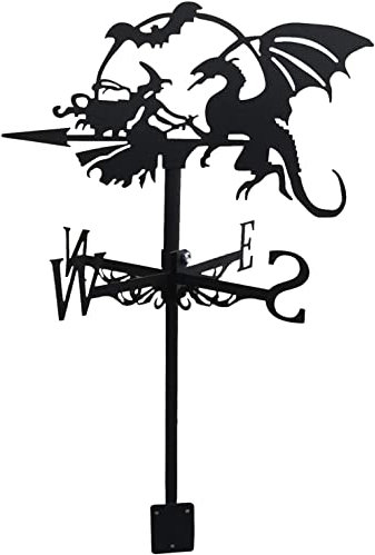 Girouette Métal Girouette pour Jardin Rétro Toit Girouette Sorcière Jardin Girouette Rétro Dragon Girouette pour Décoration Extérieur Cour Jardin Sorcière Dragon (Normal S