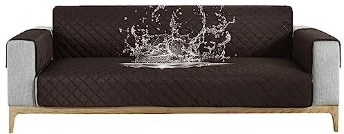 Carvapet Sofabezug wasserdichte Sofaüberwurf Antirutsch Sofahusse Schutz vor Haustier Katze Hunde Sofa überwurf Couch überzug für Sofa(Schwarzer Kaffee,4 Sitzer)