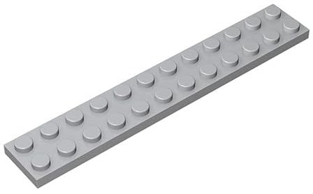 Classic Building Plate 2x12 100 Pieces, Compatible with All Major Brick Brands Parts and Pieces 2445 (Colour: Light Grey)