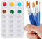 6 Pcs Paint Palette & 8 Pcs Paint Brushes, Plastic Paint Pallets Watercolor Brushes Palette Painting Tray Acrylic Paint Brushes for Painting Party, Art Painting and DIY Craft Class, 6 Wells