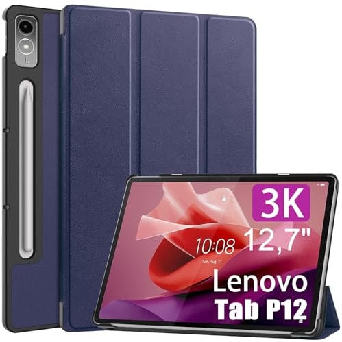idudao Funda inteligente de cuero premium para Lenovo Tab P12 de 12.7 pulgadas en 2023 lanzado TB370FU Drak Blue