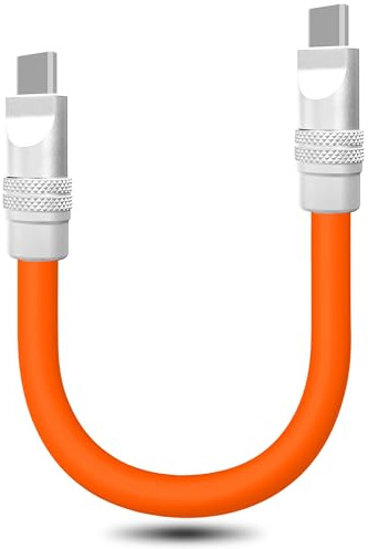 Cute Chubby - Power Bank Friendly 240W USB C Cable Short Fast Charging Cable Compatible with iPhone 15/16 Series, Samsung Galaxy, Orange, Type-C to Type-C, 10 inch
