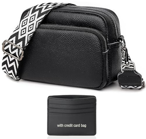 Damen Handy Umhängetasche Echtes Leder Crossbody Bag Damen Handytasche zum Umhängen, Umhängetasche Damen Klein Moderne Taschen mit Breitem Schultergurt Kreditkartenpaket u 3 fächern