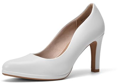 DREAM PAIRS Damen Pumps mit spitzer Zehenpartie, Elegante Stiletto Klassische high Heels für Party, Frauen Abendschuhe SDPU2441W-E Weiss-PU Größe 40 (EUR)