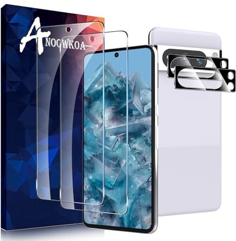 Anoowkoa 2+2 Pack for Google Pixel 8 Pro Screen Protectors and Camera Lens Protectors Guard Tempered Glass Film, Anti Fingerprints Protective Film