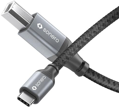 Sonero® Cavo USB 2.0, cavo di collegamento, cavo stampante, da spina C a spina B, 480 MB/s, grigio siderale/nero, 5,00 m