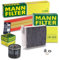 MANN-FILTER Inspektionspaket Filterset 1x Ölfilter, 1x Luftfilter, 1x Innenraumfilter (Aktivkohlefilter), Kompatibel mit DACIA LOGAN (LS_), SANDERO, RENAULT CLIO, MODUS/GRAND MODUS (F/JP0_), TWINGO