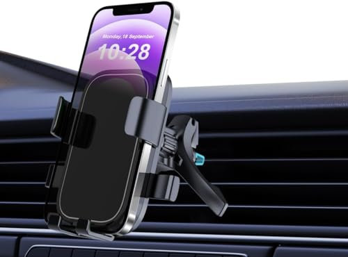Ruayia Handyhalterung Auto, Handyhalter fürs Auto Lüftung [Upgrade Einziehbarer Metallhakenclip] 360° Drehbar KFZ Handy Halterung mit EIN-Knopf-Release für iPhone 14/13/12 Pro Max/XR, Samsung Huawei