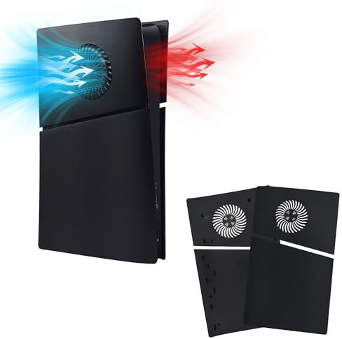Mcbazel PS5 Slim Faceplate Replacement Hard Side Panel Plate,Protective Replacement Cover with Cooling Vent Accessories for Playstation 5 Slim Digital Edition - Black(Not for PS5/PS5 Pro)