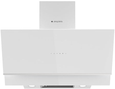Aspes Campana Extractora Inclinada 90cm Cristal blanco ACPD900A3IB. Potencia 650m3/h, Tiro Doble, 4 Velocidades, Control Táctil, Filtro apto para Lavavajillas.