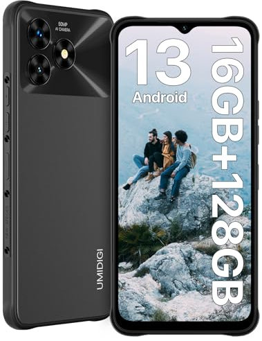 UMIDIGI G5 Mecha Smartphone Android 13,16GB+ 128GB/1TB Handy, 50MP Kameras, 6,6 Zoll HD+ Display, 6000mAh Akku, Dual SIM 4G Handy Ohne Vertrag, Wasserdicht, Fingerprint/OTG/ IP68/IP69K, Schwarz