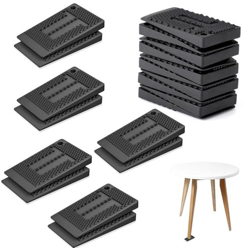 Cyleibe 20 Pack Furniture Leveling Pads, Flexible Rubber Table Leverler Pads, Leveling Shims for Home Improvement, Level Wedges,Cabinet Shims,Chair Shims, Waterproof Non-Slip, Stackable Black