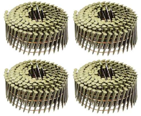 uxcell 1200 Count Siding Nails 1-3/4 x 0.083 15-Degree Ring Shank Full Round Head Collated Wire Coil for Lath and Sheathing Materials