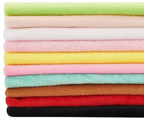 BENECREAT 10 panni quadrati in velluto, 50 x 50 cm, in tinta unita, spessore 1 mm, tessuto patchwork in pile di poliestere, anti-pelucchi, per fai da te e cucito