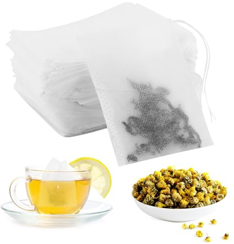 260 Stück Teebeutel für losen Tee, Einweg-Teebeutel mit Kordelzug, Teefilter zum Selbstbefüllen, Teesieb für Duft, Gewürze, Vanille, Lavendel, Kaffee 7 x 9 cm (Weiß)