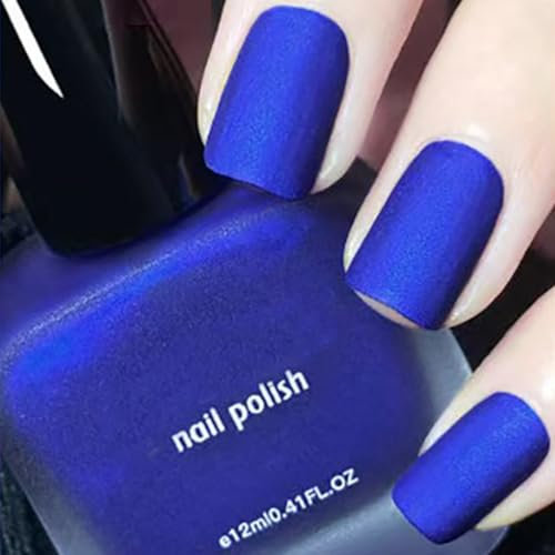 Blue Nail Polish, Matte Nail Polish, Quick Dry nail polish No Need for UV Curing, Long Lasting Frosted Matte Nail varnish for DIY Salon Manicure at Home Non-Toxic Cruelty Free, Vegan (19#Blue)