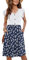 MOLERANI Damen Sommerklieid Rüschen Ärmel Freizeitkleid Elegant V-Ausschnitt Midikleid Casual Strandkleid Damen Knielang mit Taschen Floral Marineblau Weiß L
