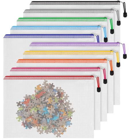 VZZNN 30 Stück A4 Dokumententasche mit Reißverschluss Wasserdichte Mesh Dokumententasche Dokumentenmappe Datei Tasche Kunststoff Aufbewahrungsbeutel für Schule Büro Kosmetik Reise (10 Farben)