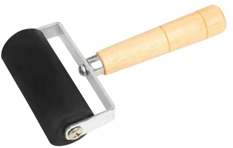 Rubber Brayer Roller - Rubber Printmaking Roller | Black Hard Lino Brayer | Printmaking Ink Roller with Wooden Handle | Anti Skid Hard Rubber Roller Tool for Art Craft Oil Painting Tool