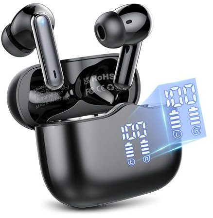 Wireless Earbuds, Bluetooth 5.4 Headphones in Ear with 4 ENC Noise Cancelling Mic, New Wireless Earphones HiFi Stereo Deep Bass 40H Playtime, LED, Bluetooth Ear buds IP7 Waterproof, USB-C, Fast Charge