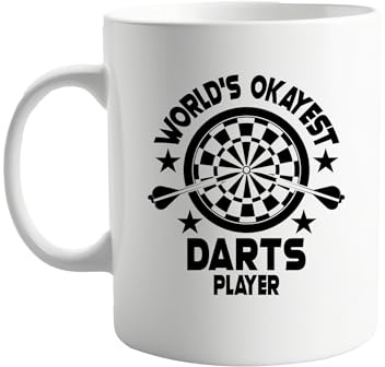 World's Okayest Darts Player Funny 11oz Mug – Hilarious Dart Lover Gift for Men & Women – Unique Coffee Cup for Dart Enthusiasts – Perfect for Home, Office, or Game Night –Present for Friends & Family