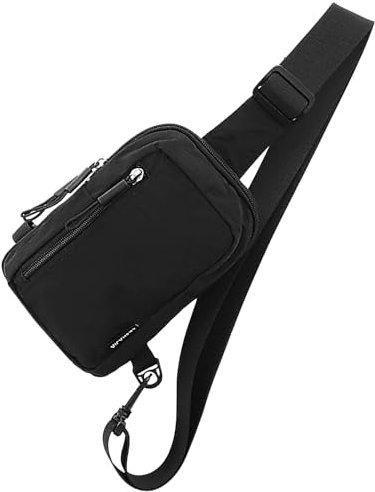 HAUMAUH Brustbeutel Damen Herren Brusttasche Klein - Umhängetasche Umhängetaschen Schultertasche Crossbody – Arbeitsweg Reisen Festival-Begleiter (Schwarz)
