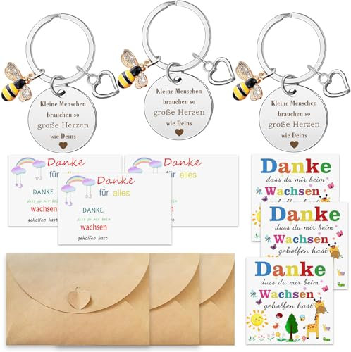 KLEINE MENSCHEN brauchen so große Herzen wie Deins Schlüsselanhänger Erzieherin Geschenk Abschied Kindergarten Tagesmutter Abschiedsgeschenk Erzieherin Schlüsselanhänger Erzieher Geschenk zum (Biene)