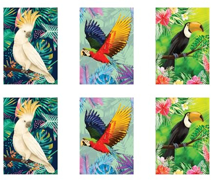 Star Cutouts RD085 Tropical Bird Cardboard Cutout Room Decoration Pack – Six Large 44cm Cockatoo, Parrot & Toucan Prints for Hawaiian Luau Parties, Bedrooms & Event Displays