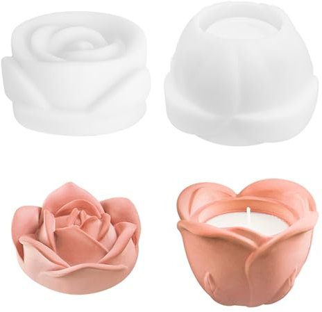 APOMOONS Stampi in Silicone Candele a Forma di Fiore, Stampi in Silicone per Gesso, Facile da Smontare per Realizzare Candele, Aromaterapia